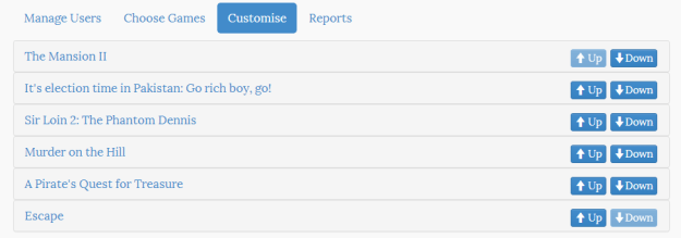 Customising the games list